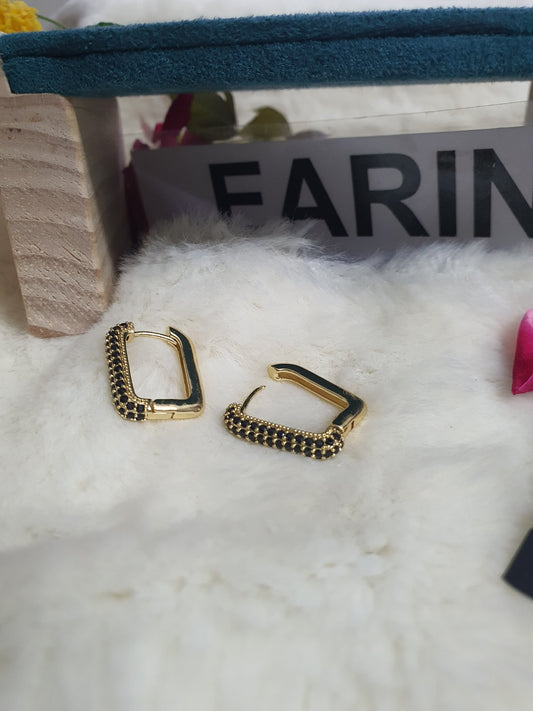 AMETHYST STUDDED GOLD PLATED SQUARE SHAPE Earrings