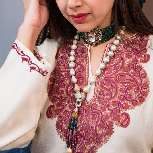 Cube Baroque Pearl Chain Necklace