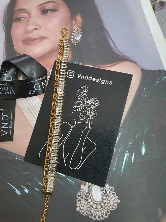 2 LAYORS SILVER-PLATED CUBIC ZIRCON  BRACLET