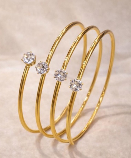 Golden Spiral Bracelet With stone