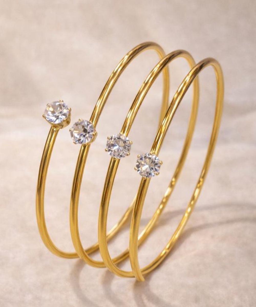 Golden Spiral Bracelet With stone