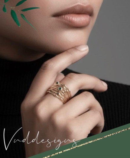 Golden Ring With Green Stone