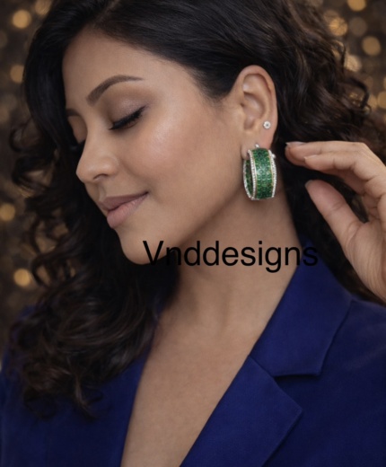 Emerald Glow Hoop Earrings