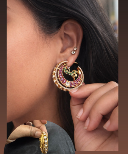Peacock Royale Chand Hoops