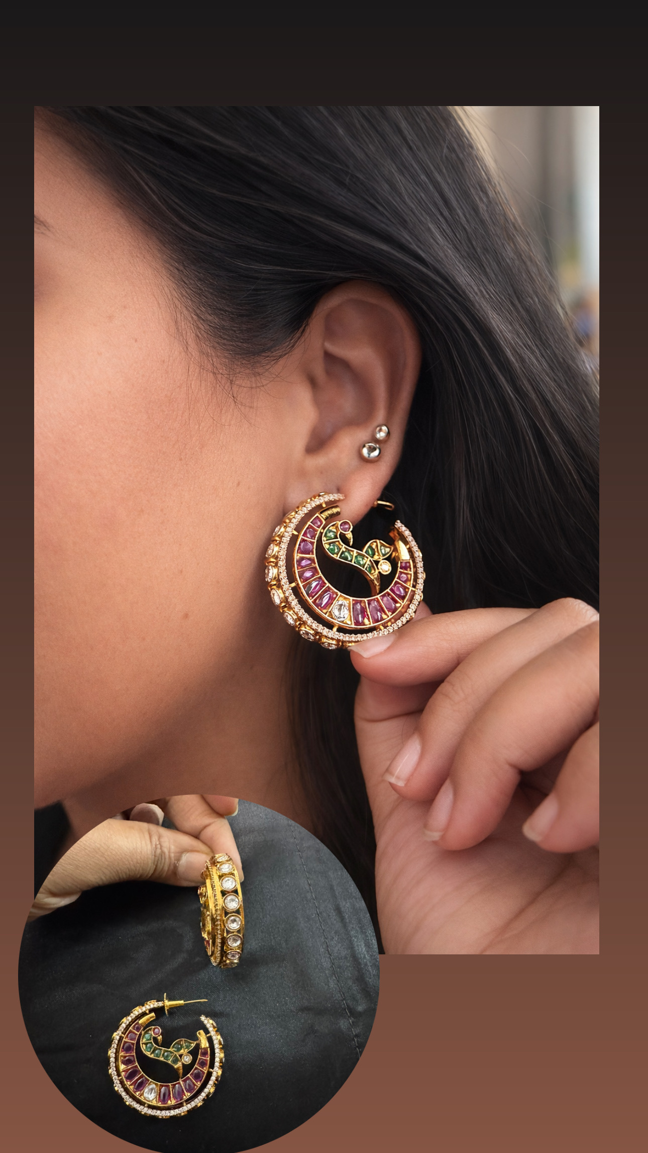 Peacock Royale Chand Hoops