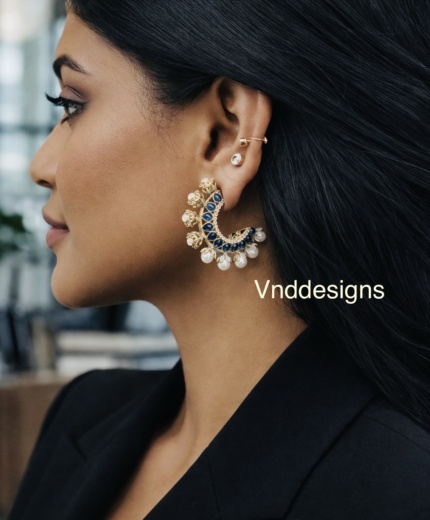 Midnight Pearl Chand Earrings