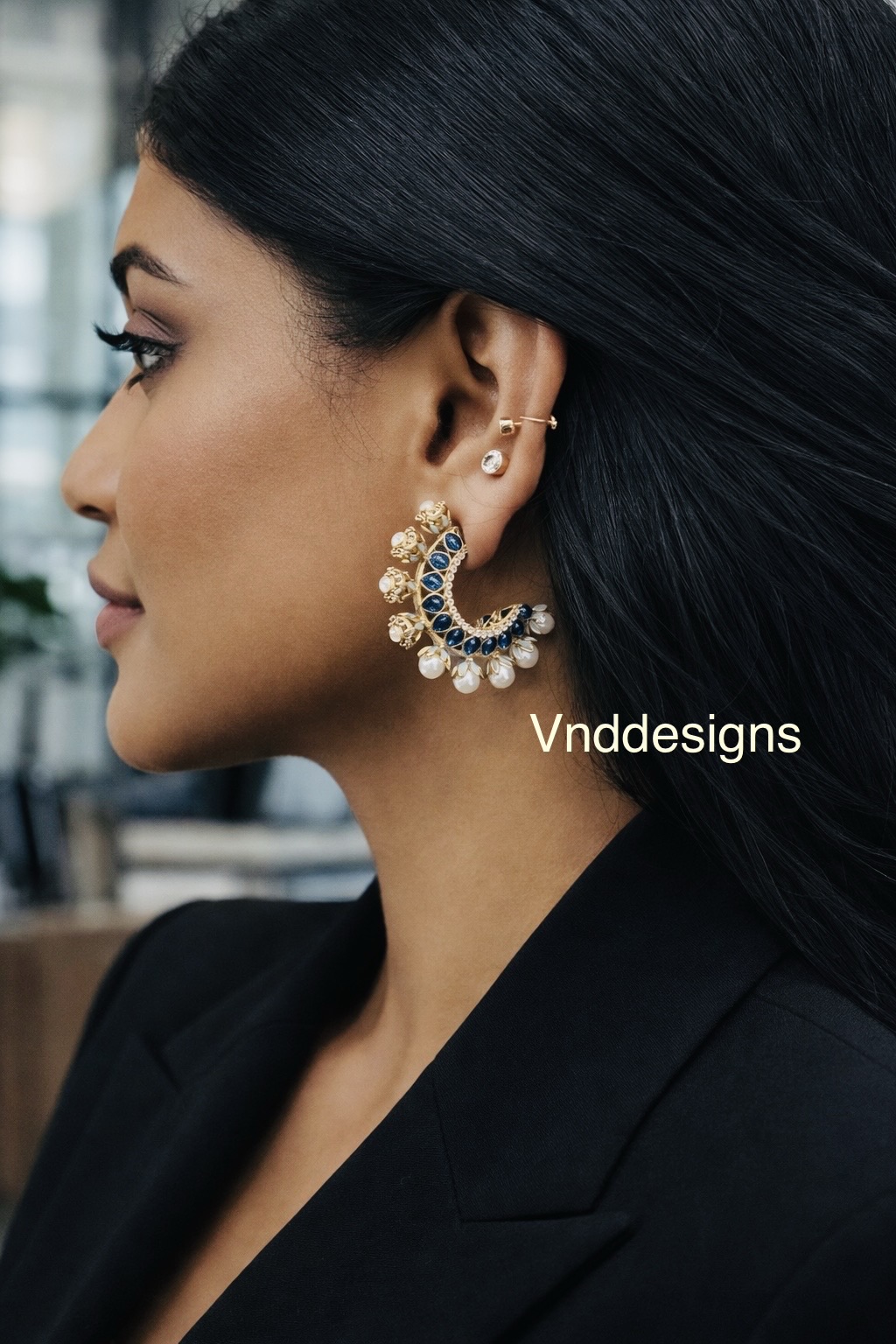 Midnight Pearl Chand Earrings