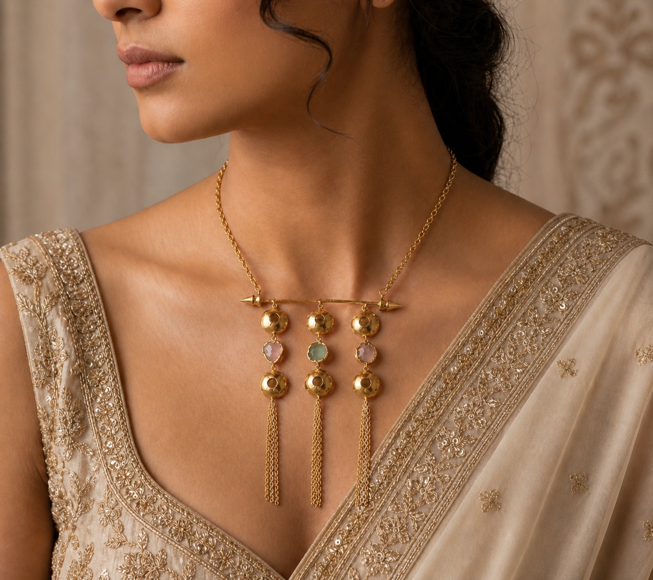 Auric Cascade Statement Necklace - Image 2