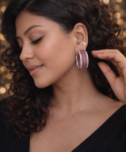 Blush Sparkle Hoop Earrings