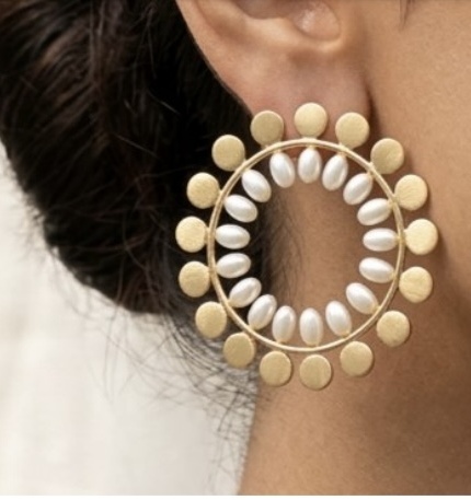 Sunbeam Pearl Hoop Earrings