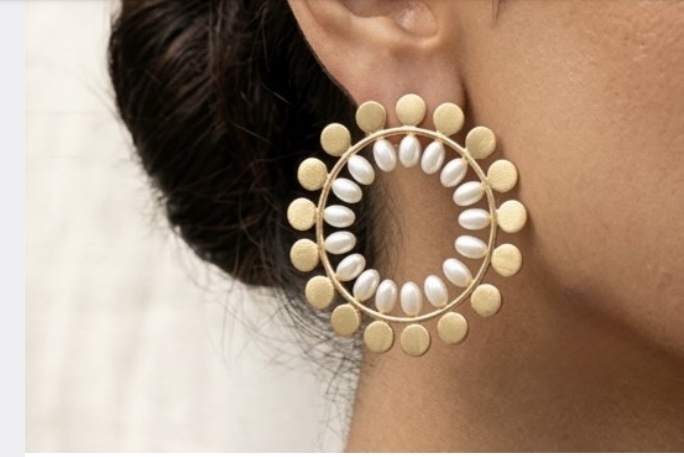 Sunbeam Pearl Hoop Earrings
