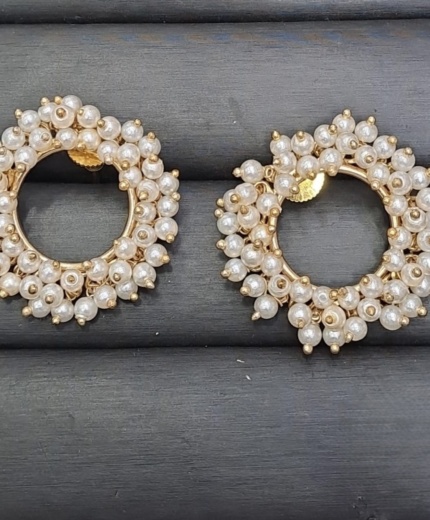 Pearl Halo Hoop Studs