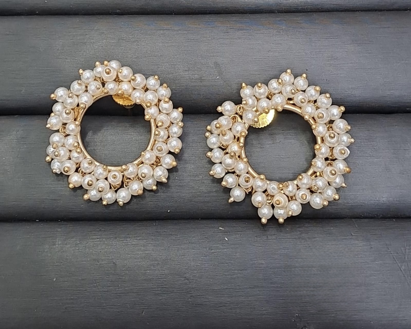 Pearl Halo Hoop Studs
